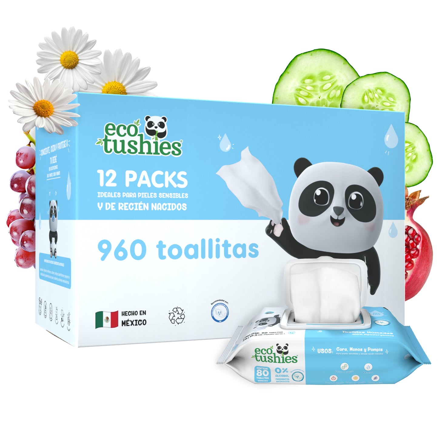 Toallitas Húmedas 100% Naturales e Hipoalergénicas