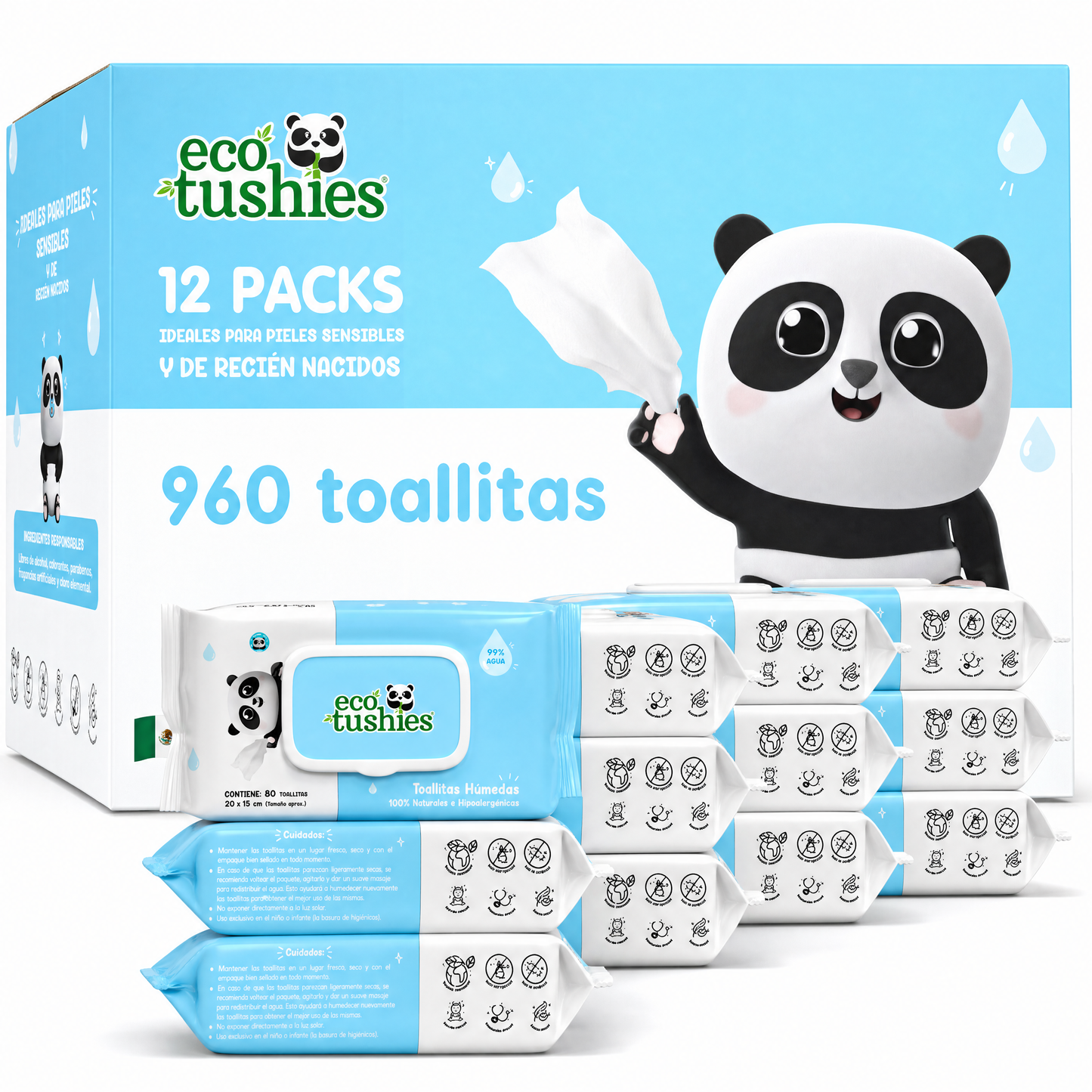 Toallitas Húmedas 100% Naturales e Hipoalergénicas