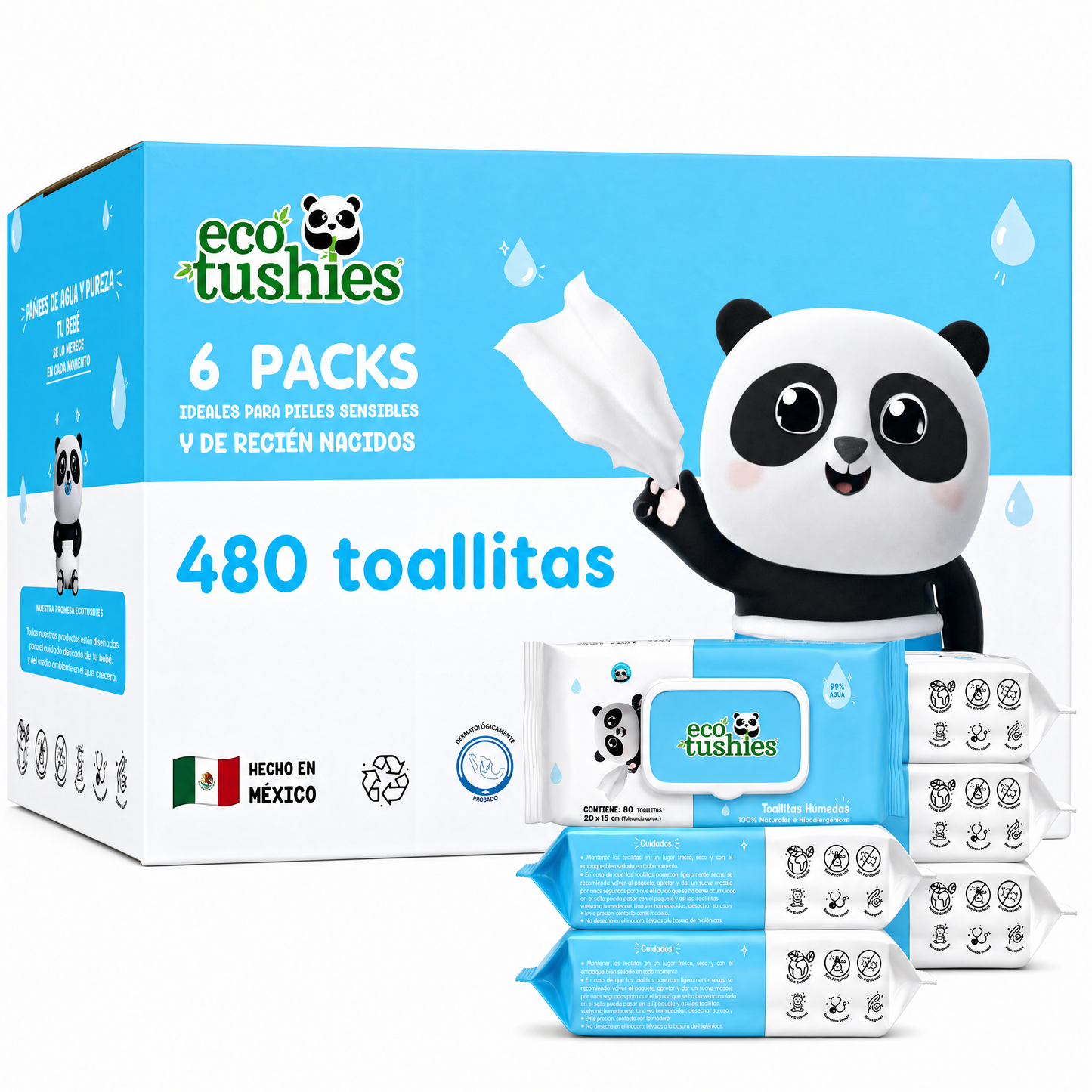 Toallitas Húmedas 100% Naturales e Hipoalergénicas